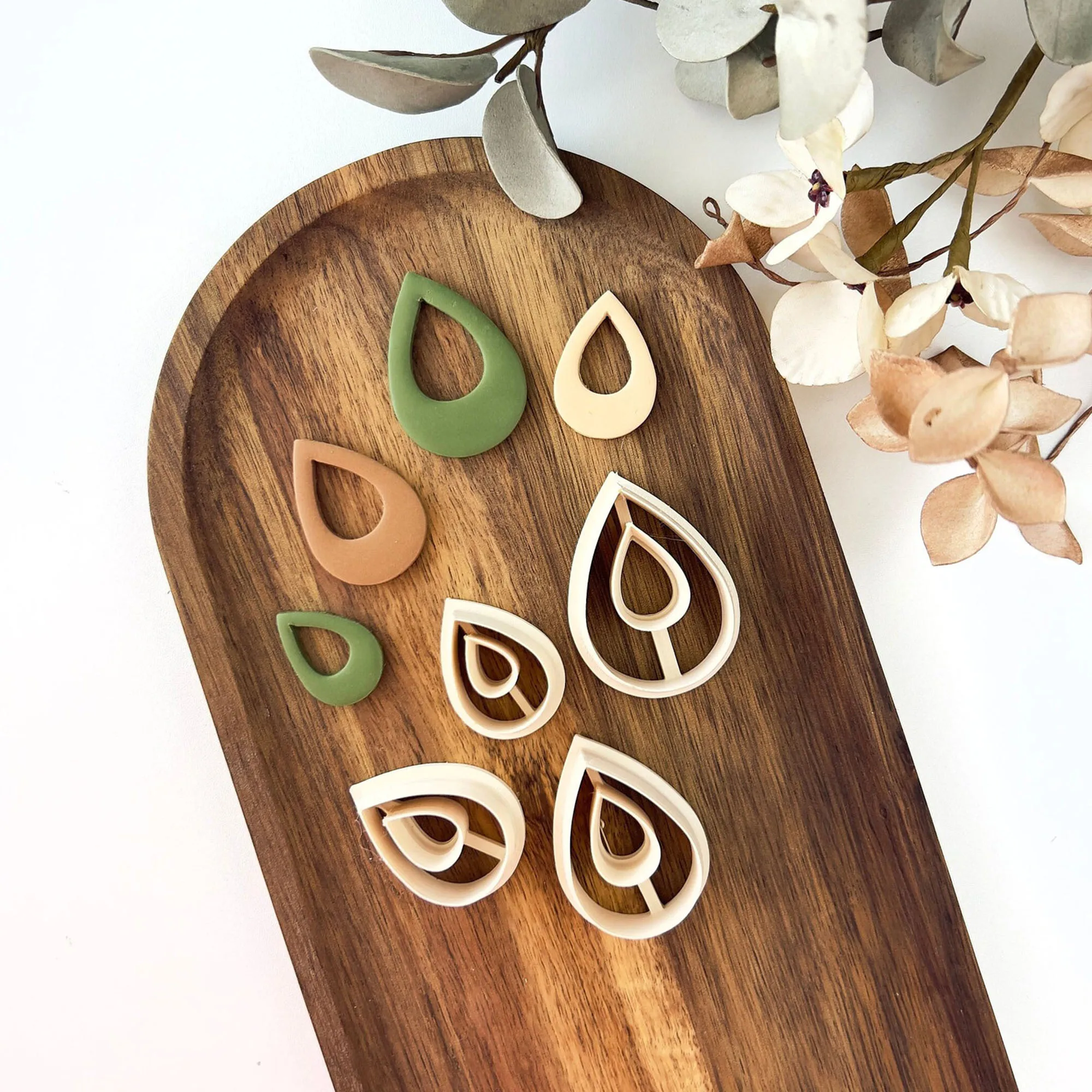 Polymer Clay Cutter 4Pcs/Set Basic Shape Pendant Cutting Molds Earring Making Tool Clay Supplies DIY