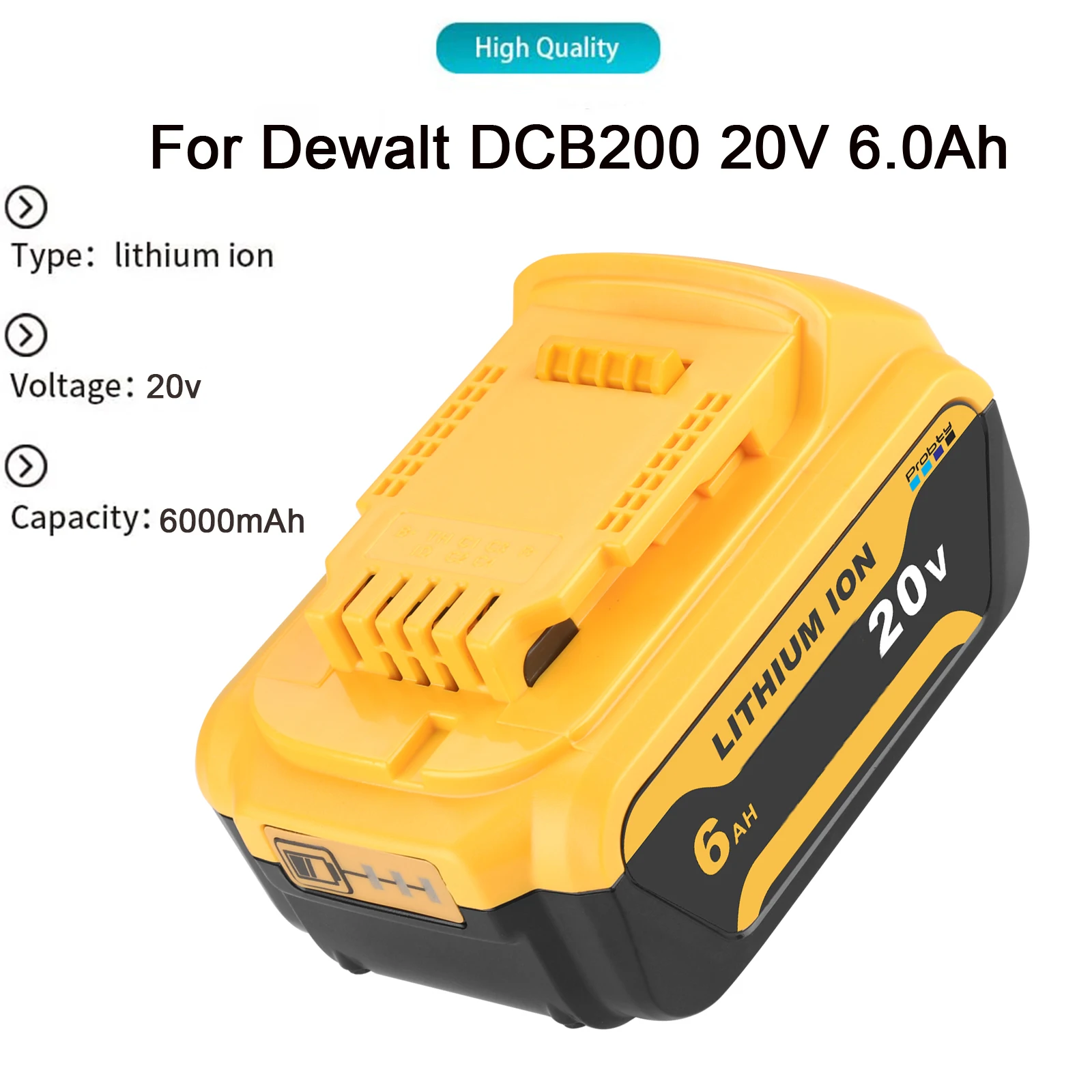 20v 5ah 6.0ah Dcb200 Rechargeable Li-ion Battery Replacement For Dewalt 18v  Max Xr Dcb205 Dcb204 Dcb206 Dcb180 Dcd/dcf/dcg Tools - Rechargeable  Batteries - AliExpress