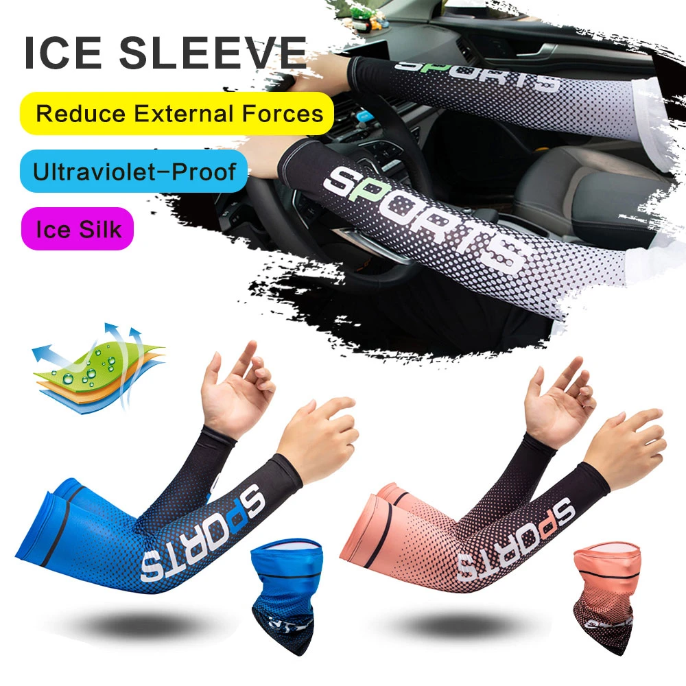 Men's Cycling Ice Silk Arm Sleeve Gloves Thin Ultraviolet Outdoor