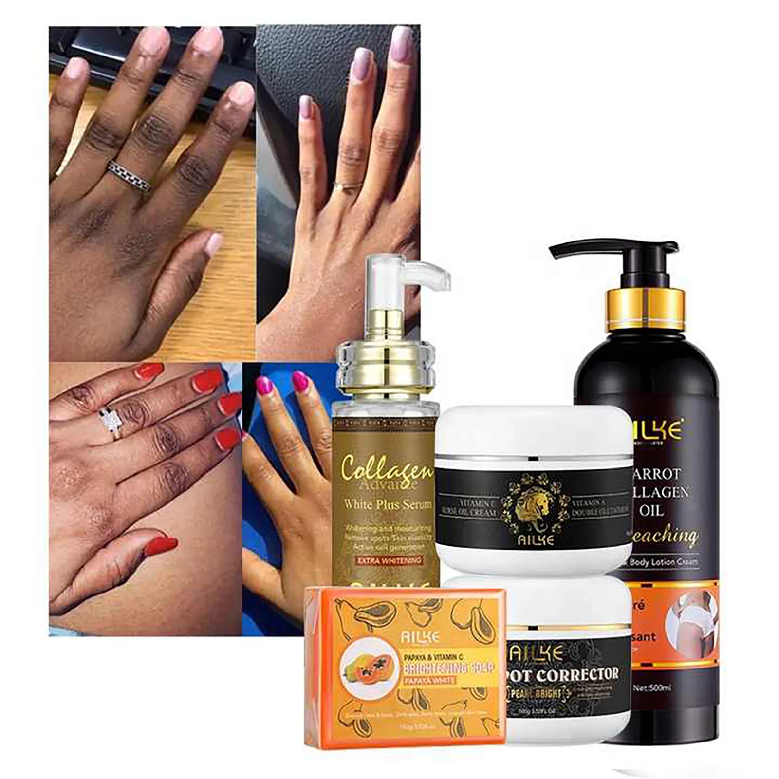 AILKE Bleaching Whitening Anti Wrinkle Lotion Cream,Use For Face And Body With Nicotinamide Glutathione Huge Bottle 500ml/16.9OZ 3