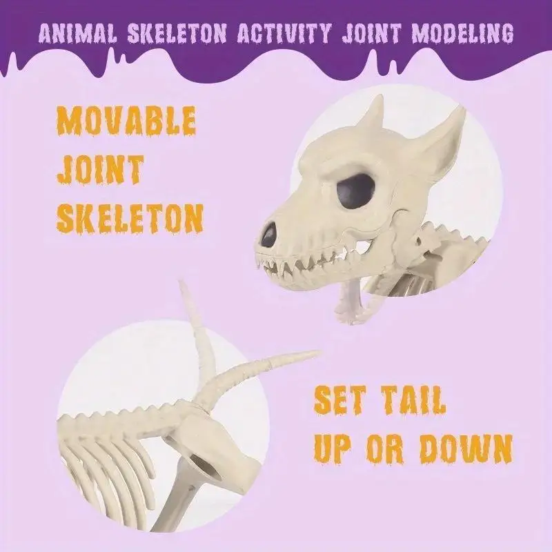 Halloween Creative Home Ornament Animal Skeleton Decoration Little Wolf Skeleton Indoor Outdoor Garden Halloween Decoration