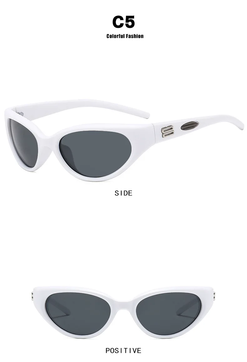 Y2k Cat Eye Sonnenbrille Frauen für Männer Luxusmarke Designer Vintage Sonnenbrille beliebte Punk Hip Hop Regenbogen sexy Farben uv400 – Detail 9