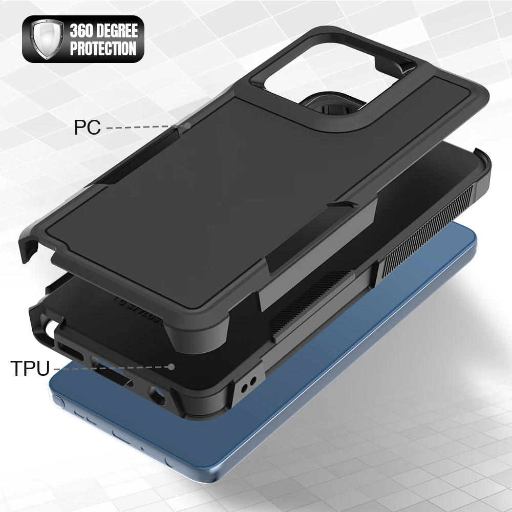 Durable Shockproof Phone Cover with Dual-Layer Protection - TPU/PC Hybrid Armor Shell