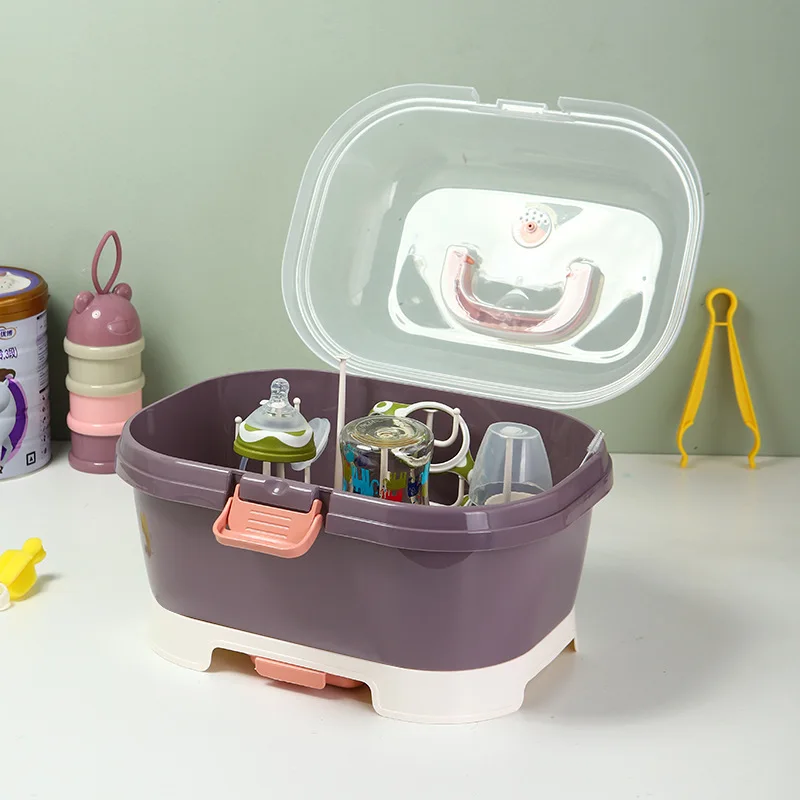 Portable Baby Bottle Drying Rack with Cover Portable Nursing Bottle Storage Box Dinnerware Organizer for Kitchen Outdoor Travel baby bottle drying rack