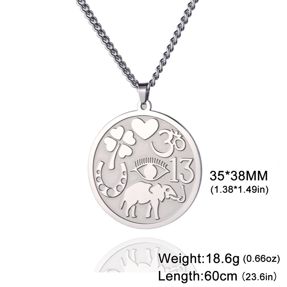 Jeshayuan – collier éléphant porte-bonheur pour homme, trèfle mauvais œil,  pendentif Yoga Om, amulette porte-bonheur, bijoux en acier inoxydable,  cadeau - AliExpress, image size:1000x1000