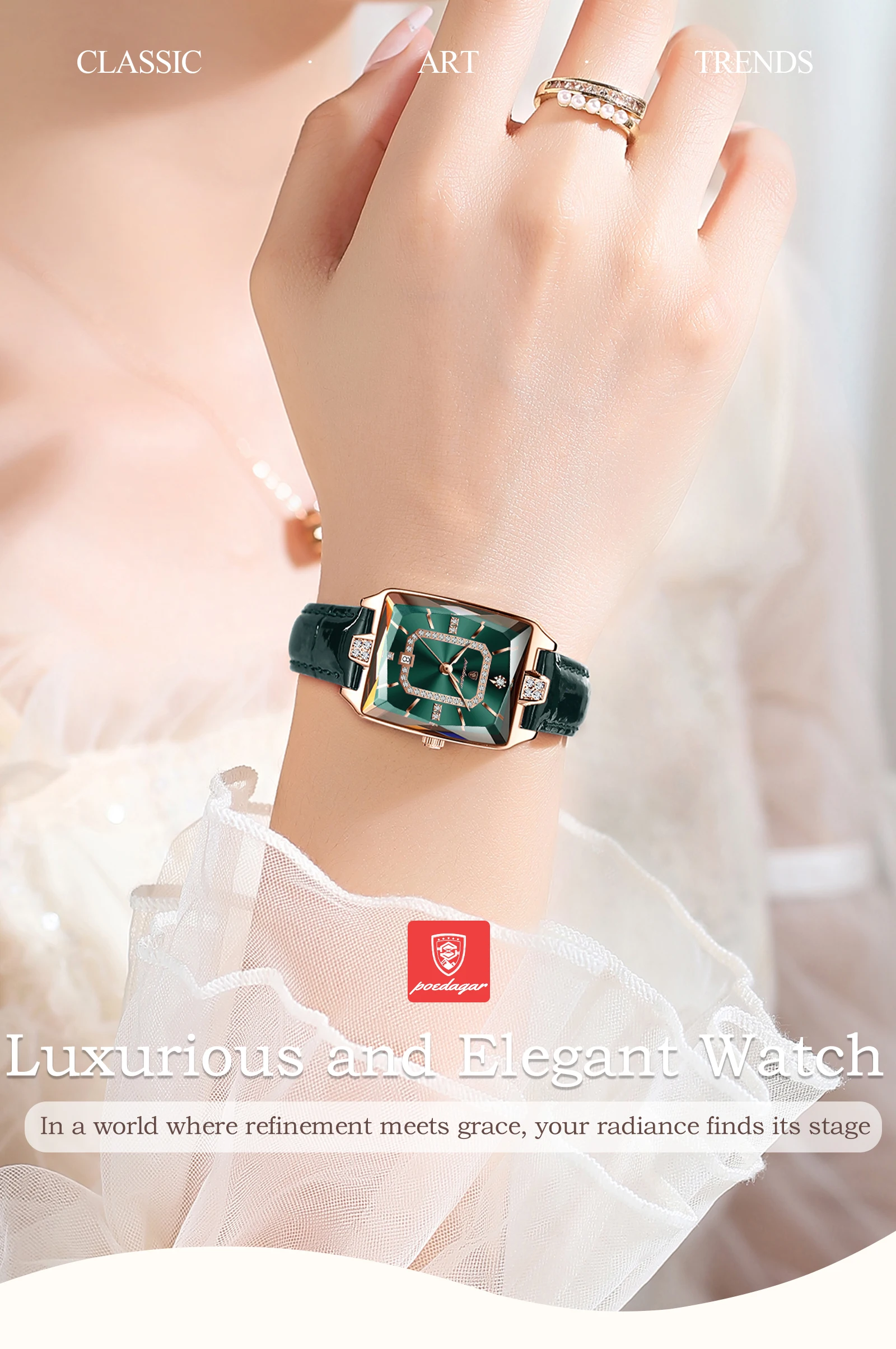 POEDAGAR Original Luxury Women Wristwatch Waterproof Leather Date Woman Watch Elegant High Quality Quartz Women's Watches Reloj