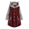 Cat Print Long Hoodies Sweatshirt Women Fleece Warm Button Pocket Pullovers Cat Ear Plus Size Hoodie Top Blouse Sweat Femme 6
