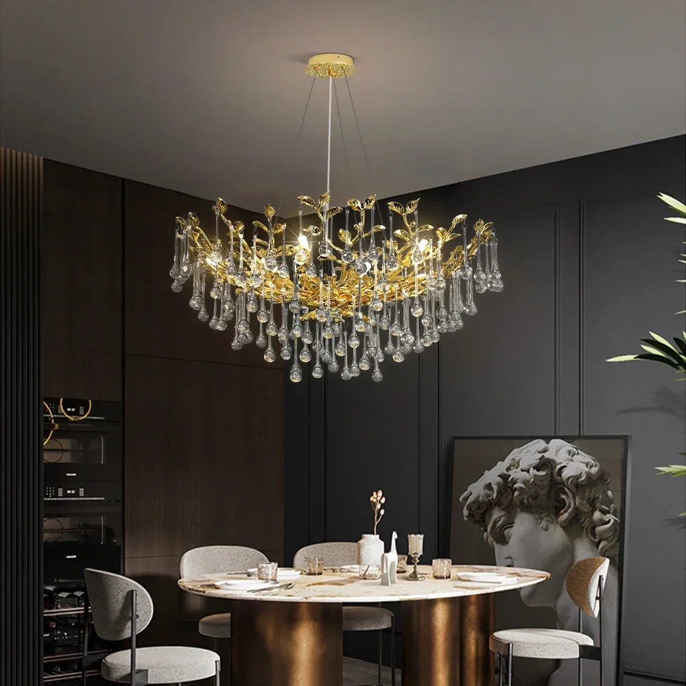 Luxury Gold Crystal Chandeliers For Dining Living Room Kitchen Table ...