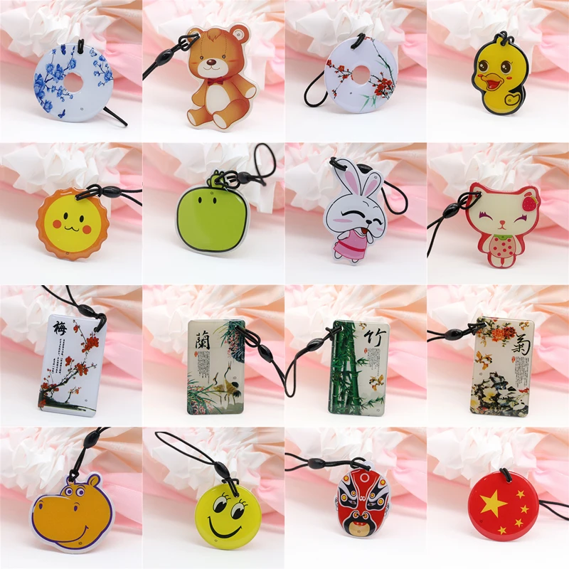 RFID Keyfobs RFID Access Card 1Pcs 125Khz Key Fobs EM4305 T5577 RFID Card Keychain Keys Keyfob Cartoon Badge Fob Rewritable Blank Card Glue Dropping Token Tag