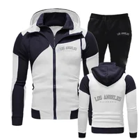 Los Angeles lettre Design nouvelle marque hommes printemps automne décontracté mode sweats couleur unie sweats à capuche pantalons costumes 2