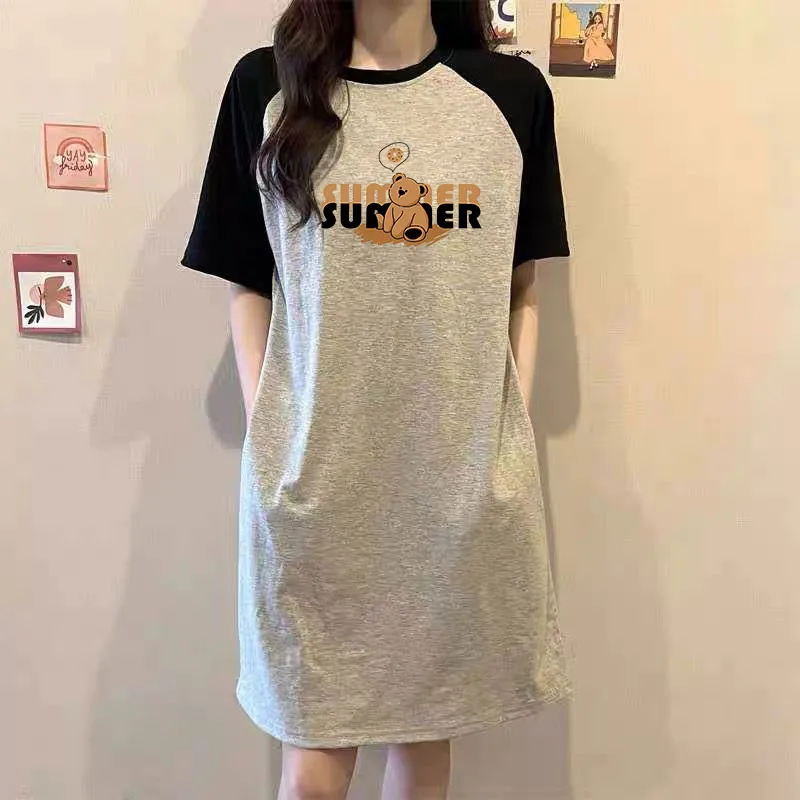 Summer Trend European and American Style Bear Print Comfortable and Casual Round-neck Dress for Pregnant Women 4 S0ac769d6afa2411a97cd3fddcc67a981W