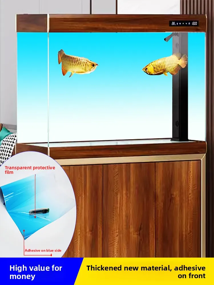 High Defn Blue White adient Aquarium Baund Stier Self Adhesive Waterproof Fi Tank Decorative Wall Paper