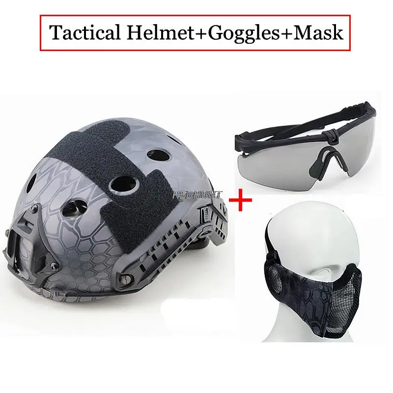 Taktische PJ Schnelle Helm Mit UV Schutz Gläser und Halbe Gesicht Maske Für Outdoor Airsoft