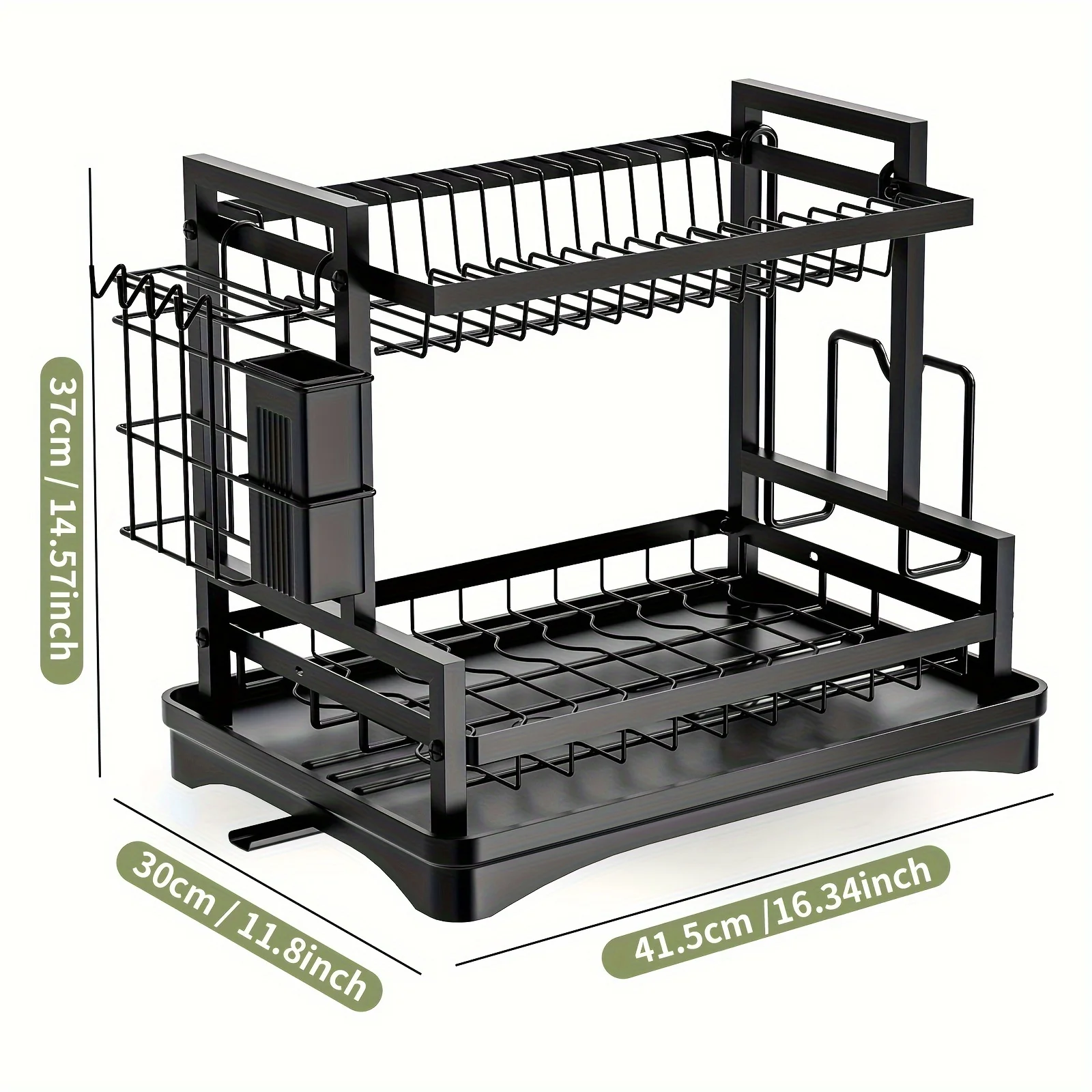 

Dish Racks, Multifunctional Double Layer Dish Drain Rack With Cutting Board Holder And Utensil Holders Kitchen Organizers And