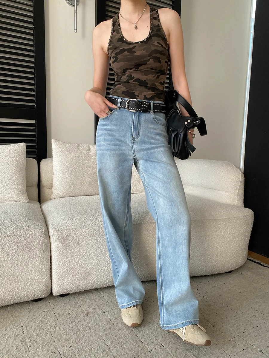 Frühlings- und Sommer-Damen-Camisole-Weste mit Metallnieten und Camouflage-Muster in schmaler Passform – Detail 18