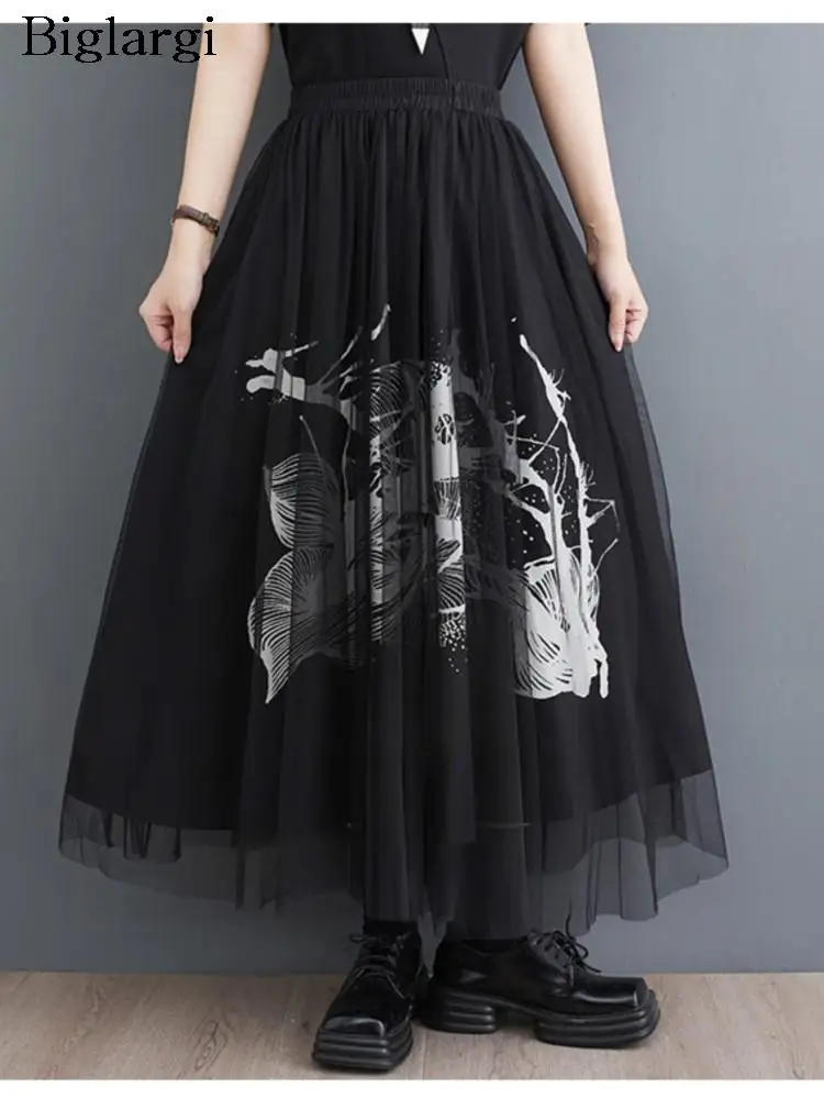 

Женская сетчатая юбка в Корейском стиле, повседневная черная юбка с принтом Modis, Свободная Женская юбка, элегантная летняя юбка 2023