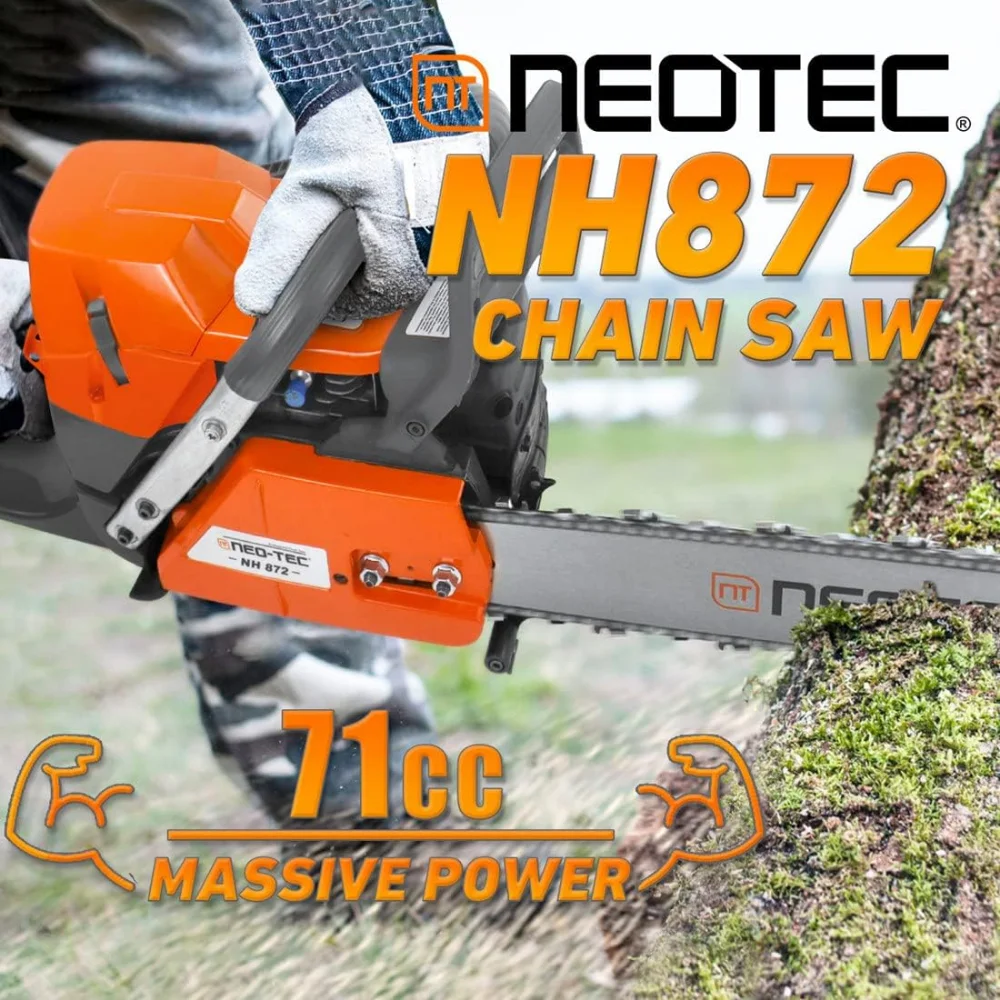 NEO-TEC NH872 24 Inch Gas Chainsaw,71 cc Gasoline Chain Saw Power Head,All Parts Compatible