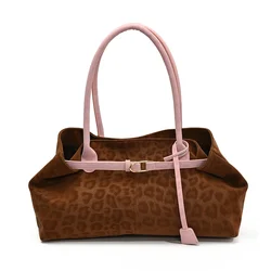 Leopard Print PU Leather Luxury Designer Shoulder Tote Bag (Brown)
