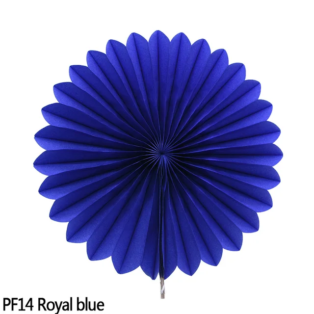 5pcs 10-30cm Color Tissue Paper Cut-Out Paper Fans Pinwheels Hanging Flower Paper Crafts for Wedding Party Birthday Decor Suppli PF14-Royal Blue