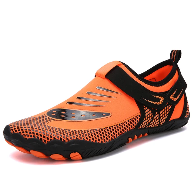 Unisex Swimming Water Shoes Men Barefoot Outdoor Beach Sandals Upstream Aqua Shoes Plus Size Nonslip River Sea Diving Sneakers A801-ORANGE