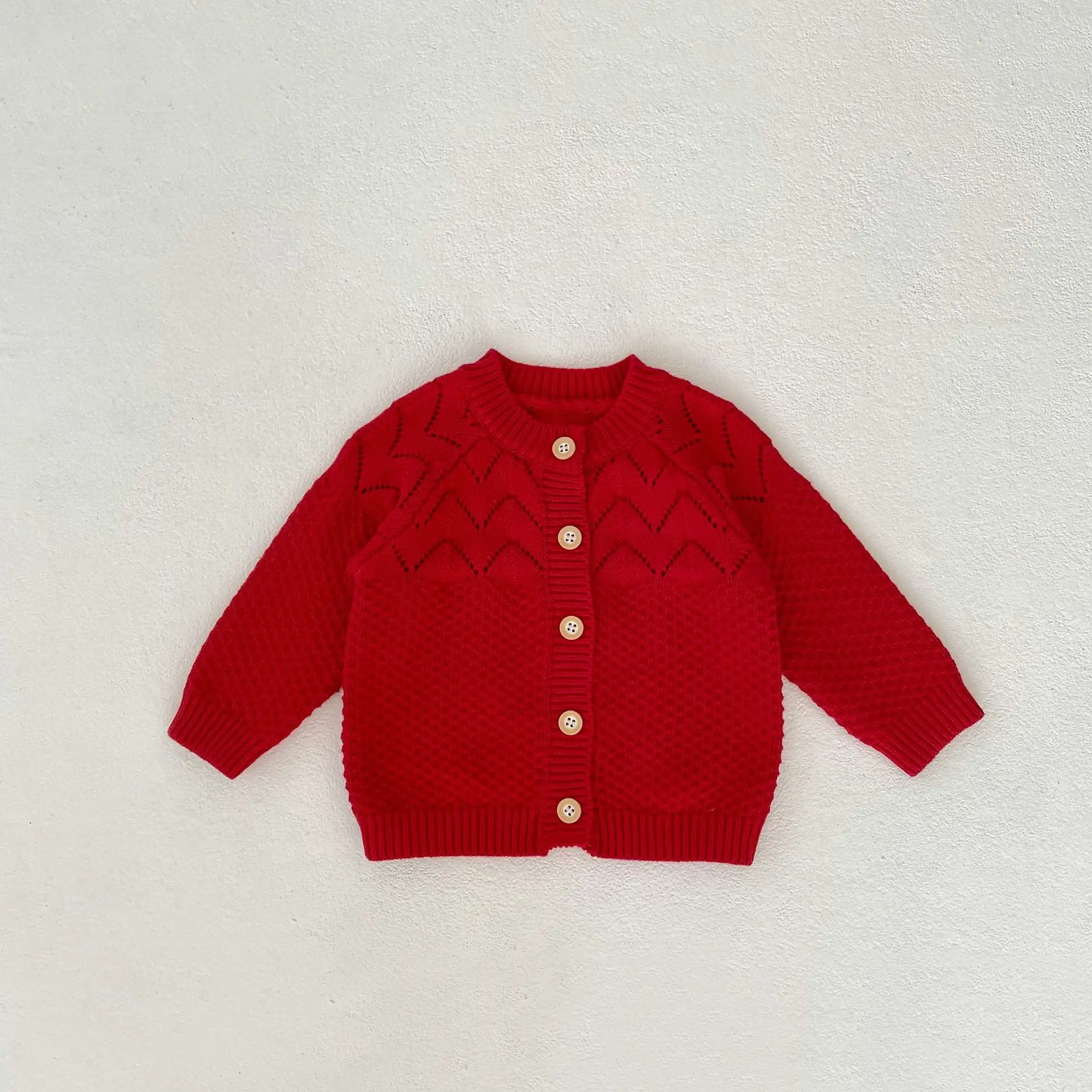 Baby Girls Sweater Spring Outfit Baby Girl Hollow Knit Jacket Solid Color Suspender Knit Sweater 2 Pieces