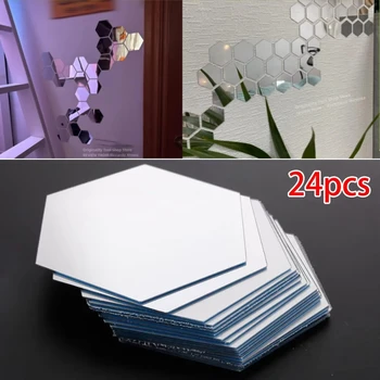 Adesivo per specchio piccolo Adesivo da parete in acrilico Piastrelle a mosaico autoadesive esagonali Bagno fai da te Decorazioni per la casa 80x70x40mm Camera da letto 3D Decalcomania fai da te 1