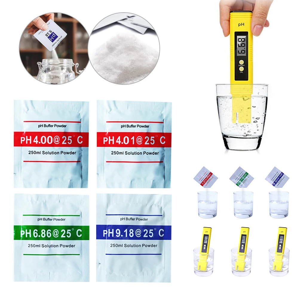 

PH Calibration Powder 4.00 4.01 6.86 9.18 Solution Calibration Buffer Powder Accuracy For Drinking Pool Measurement Tools
