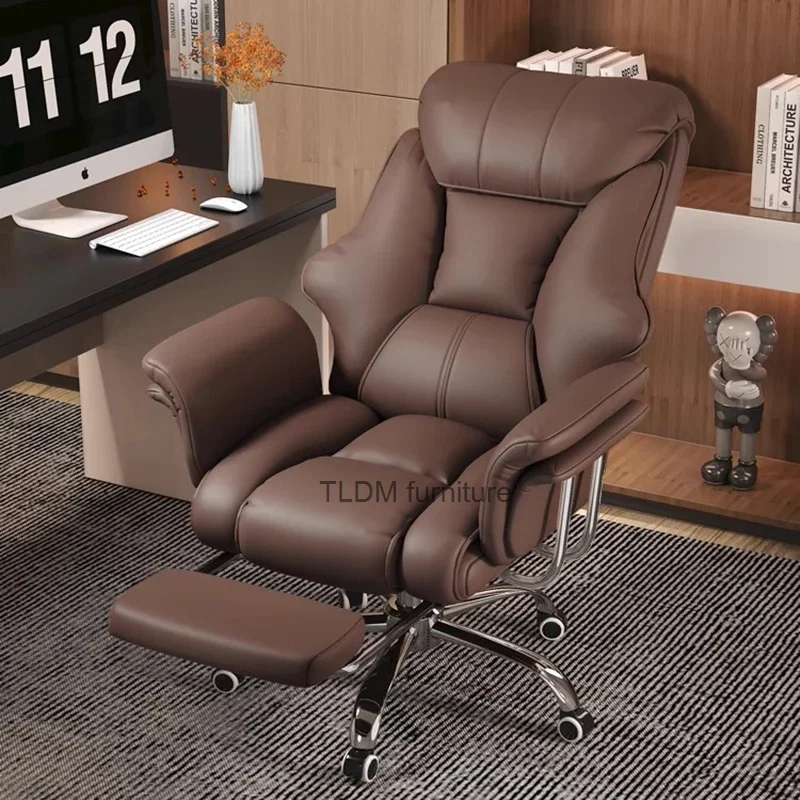 

Luxury ergonomic gaming chair with comfortable foot support research brown office chair modern relaxation chair De Bureaux