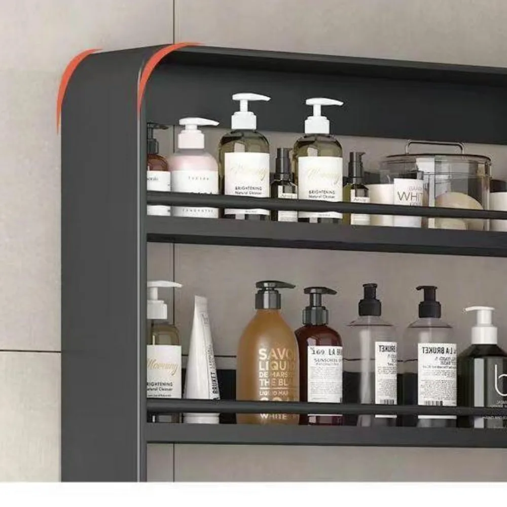 Wall Mounted Multilayer Storage Cabinet Bathroom Toiletries Cosmetics Storage Rack Large Capacity Kitchen Seasoning Storage Rack
