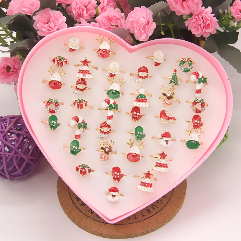 Rings for Children 36pcs/lot Fruit Cartoon Christmas Ring Opening Adjustable Metal Engagement Jewelry Gift Without Box ring set gold color rings stainless steel ring tibetan silver rings signet ring finger watch ring finger ring gold color ring chain ring half face ring amethyst zirconia ring silver ring opening ring adjustable rings wedding rings wedding ring ceramic ring animal ring jewelry accessories