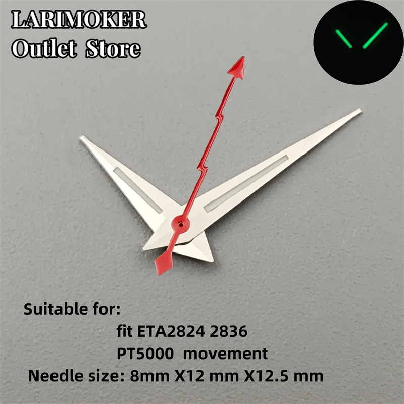 LARIMOKER 시계 핸드, 녹색 발광 핸드 핏, NH35, NH36, NH38, NH70, NH72, ETA 2824, 2836, PT5000 무브먼트