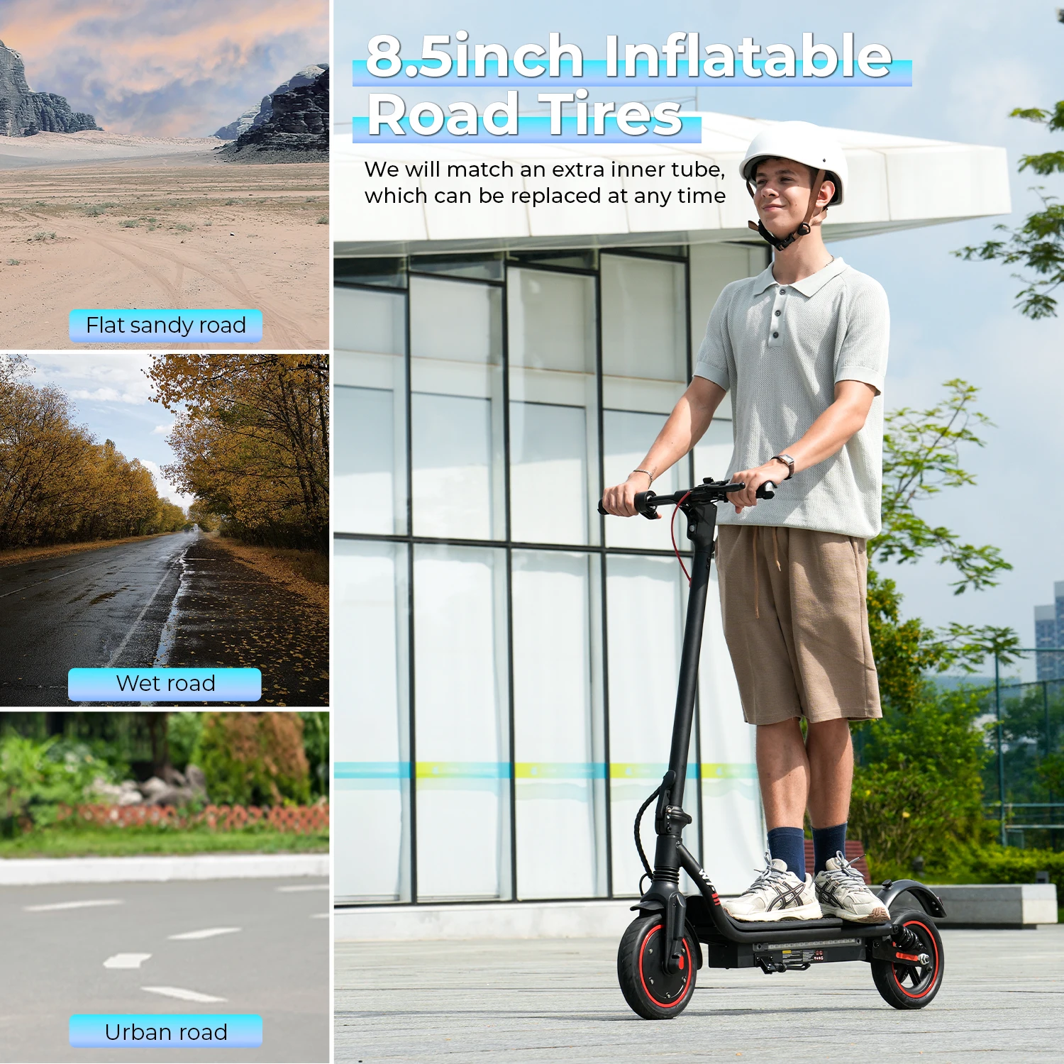 Scooter elettrico W7 8.5 "650W 36V 10.5Ah 25-35km Gamma Doppia sospensione Luci laterali Controllo app Velocità 35 km/h Scooter elettrici - immagine 5