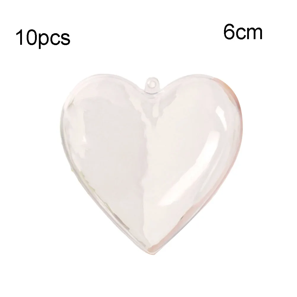 

10pcs Clear Plastic Heart Ball Christmas Ball Transparent Tree Pendant DIY Decor For Shop Decor Wedding Favors Ball Craft