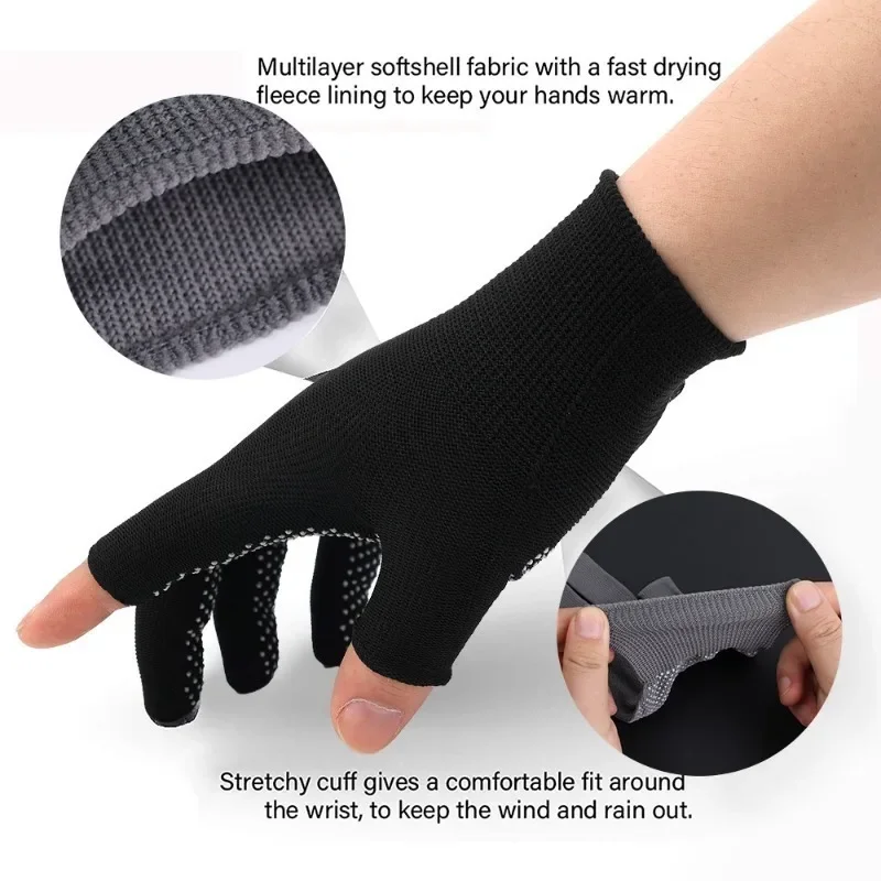 Half Finger Knit Gloves Breathable Sunscreen Anti-slip Cycling Fishing Gloves Men Women Touchscreen Outdoor Sport Gloves