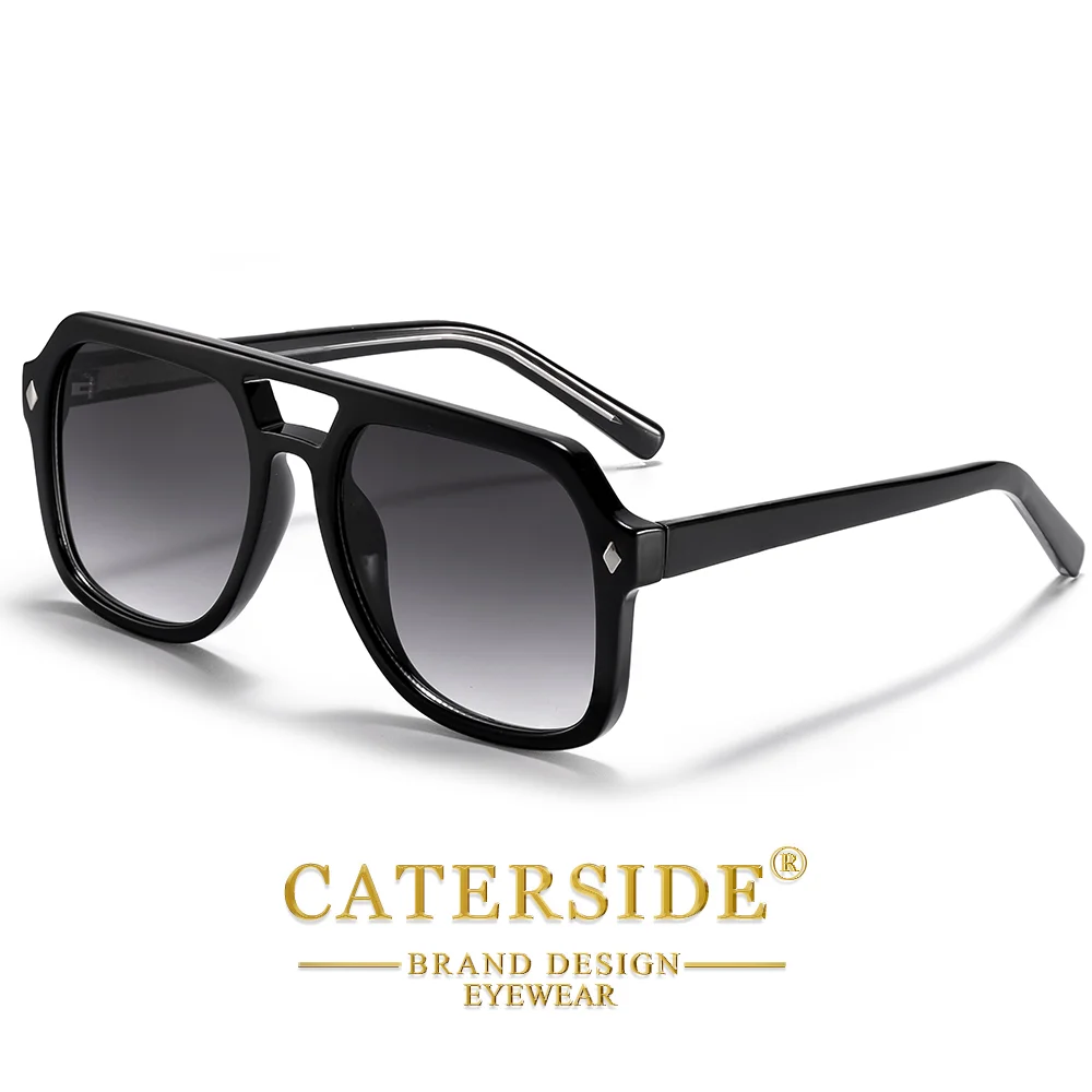 CATERSIDE Neue Retro Herren Piloten-Sonnenbrille mit Flachem Doppelsteg und Eckigem Rahmen für Damen, Outdoor, Urlaub, Geschäftsgeschenk, UV400-Schutz – Detail 7