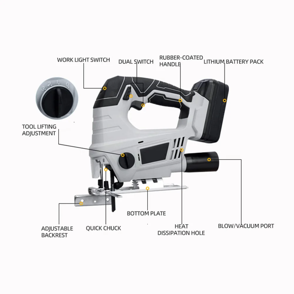 Seghetto alternativo elettrico senza fili portatile da 2200 giri/min seghetto alternativo multifunzione per la lavorazione del legno strumenti per la lavorazione del legno con batteria da 21v