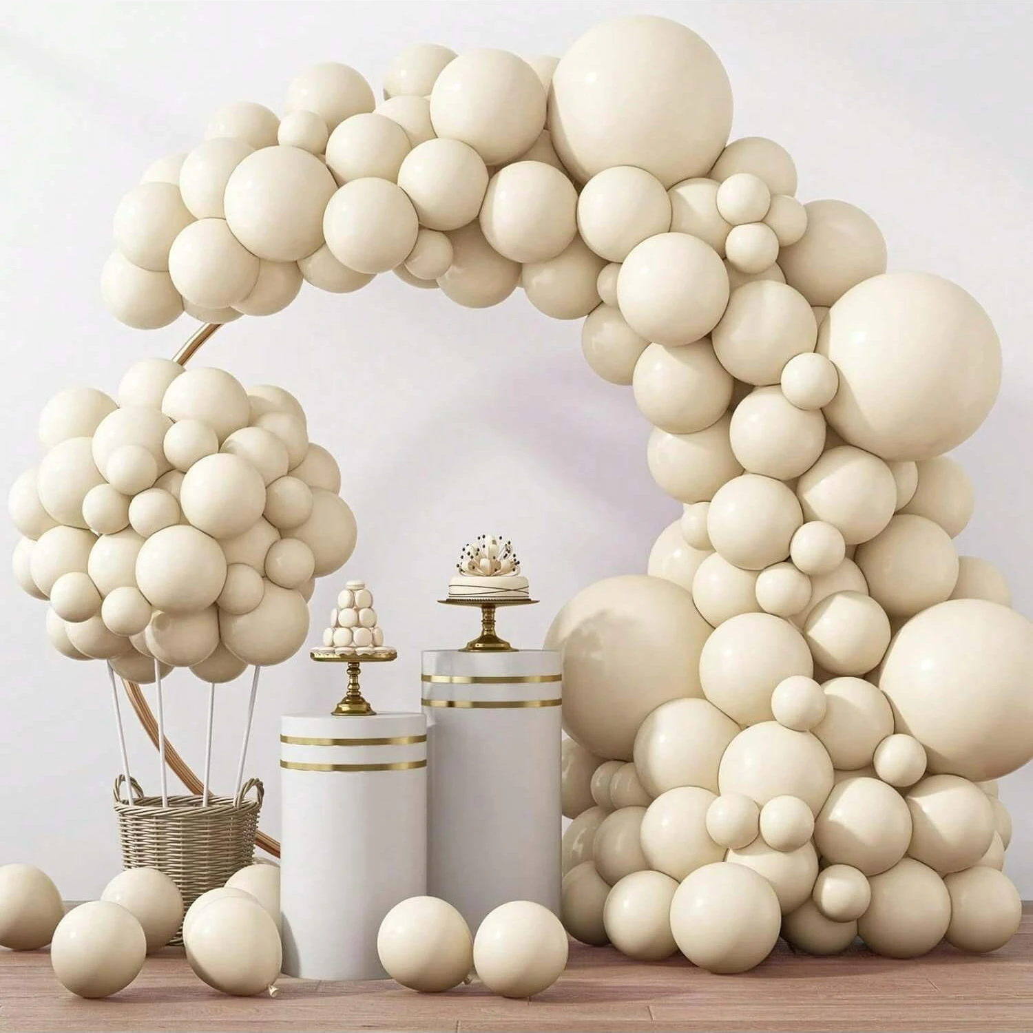 90pc/set Sand White Different Beige Garland Arch Balloons Birthday Graduation Wedding Decoration Valentine Day Ramadan