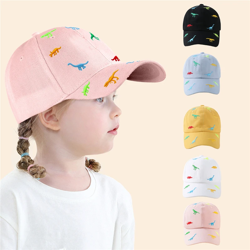 

Cute Cartoon Dinosaur Children's Baseball Cap Cotton Adjustable Boys Peaked Hat Girls Sun Snapback Hat Embroidered Visor Cap