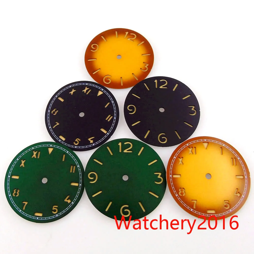

Watch Accessory Part 37mm Black Green Yellow Sandwich Watch Dial for Mens Mechanical Watches Fit 6497 6498 Movement Hand Winding