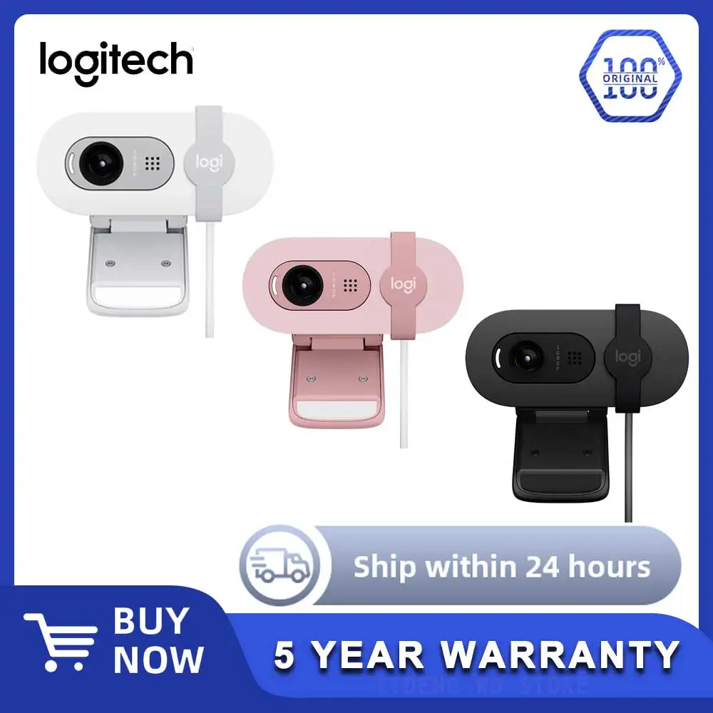 New Logitech Brio 90 HD 1080p webcam with automatic light balancing, integrated privacy shutter, and built-in microphone