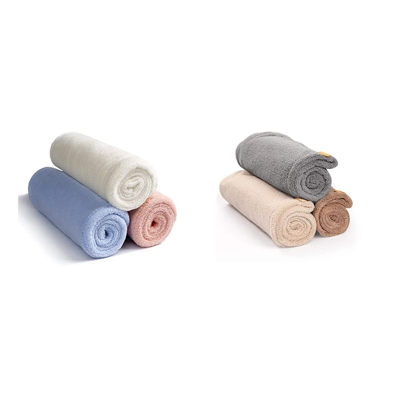 

Новое 3-х компонентное полотенце для волос, полотенце для волос с пуговицами, супер впитывающее полотенце для волос из микрофибры