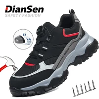 Men's Work Safety Boots Steel Toe Shoes Indestructible Shoes Puncture-Proof Work Boots Kevlar fabric Rotating Button Shoes