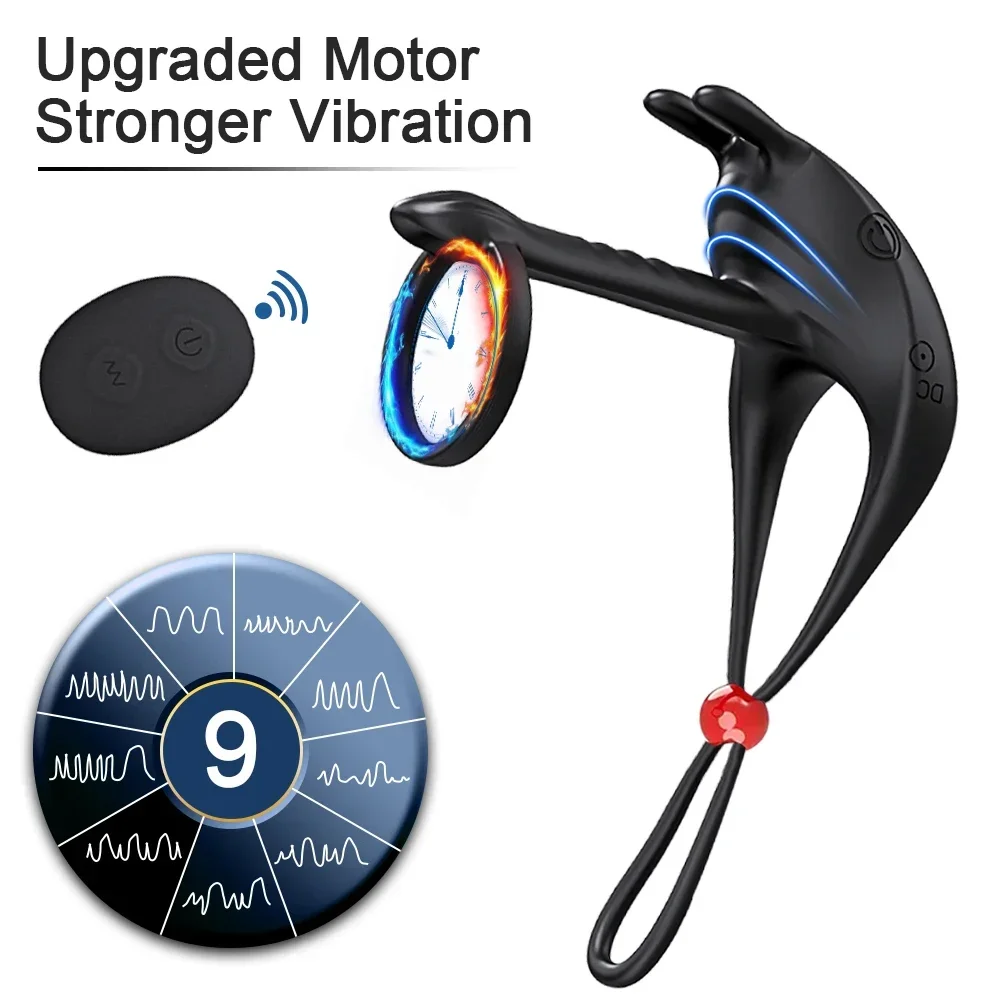 Vibrating Penis Ring Adjustable Remote Control for Men Ejaculation Delay Clit Stimulator Adult Goods Sex Toy