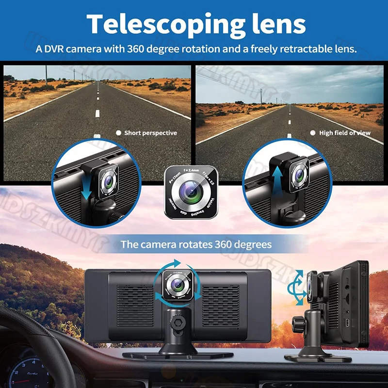 10.26" Touch Screen 4K Dash Cam Dual Len Front&Rear Camera Wireless Carplay Android Auto Car DVR WIFI Dashcam Aux Car Stereo