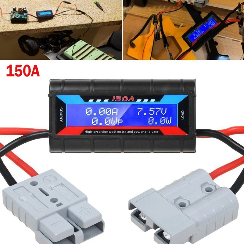 1 PCS 150A LCD Digital Amp Watt Meter Power Analyser Black Car Accessories Solar Caravan Meter For Anderson Plug Tool