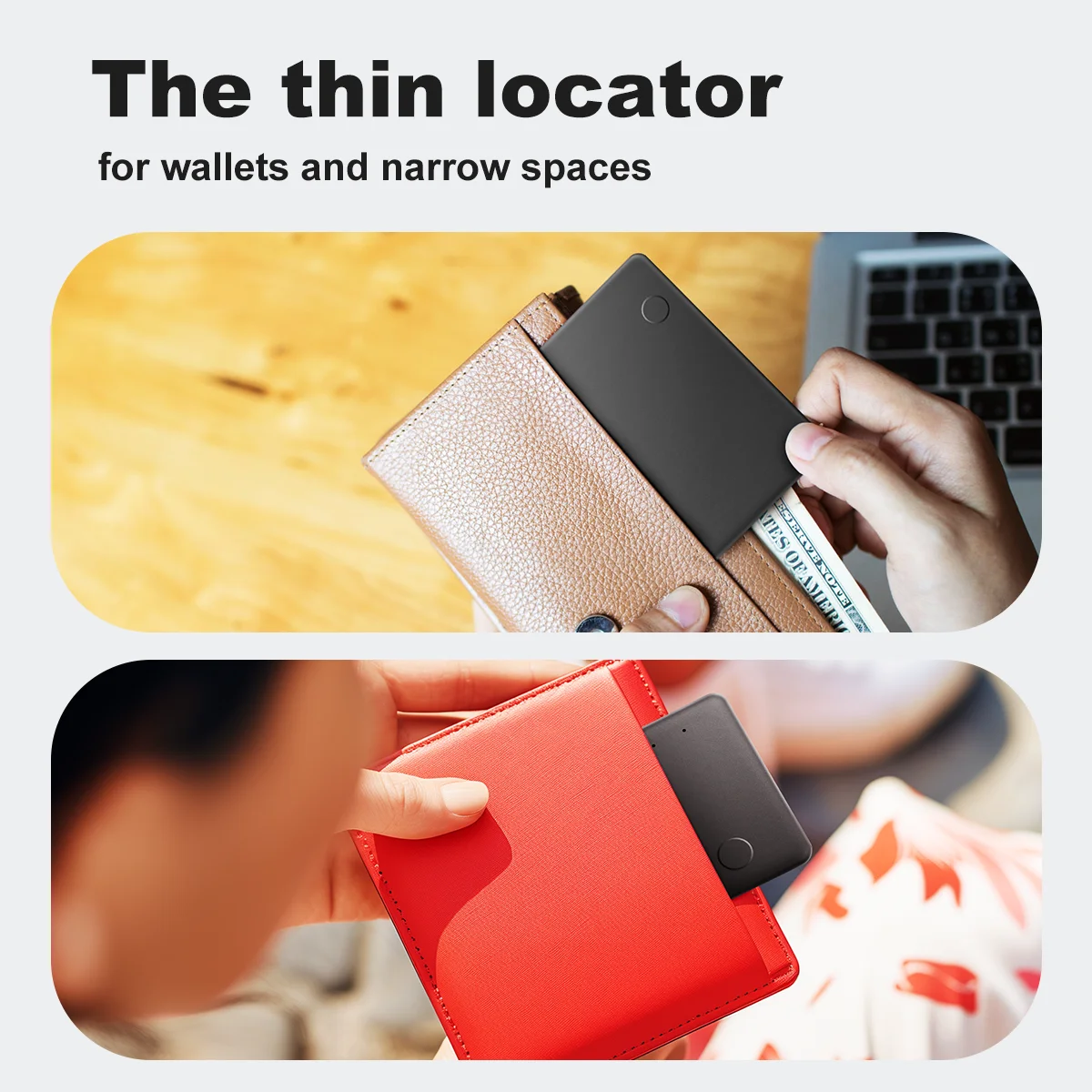 Wallet Tracker Card Rechargeable Wallet Finder Works with Apple Find My Item Sorter for Luggage Tags Phone (iOS Only)