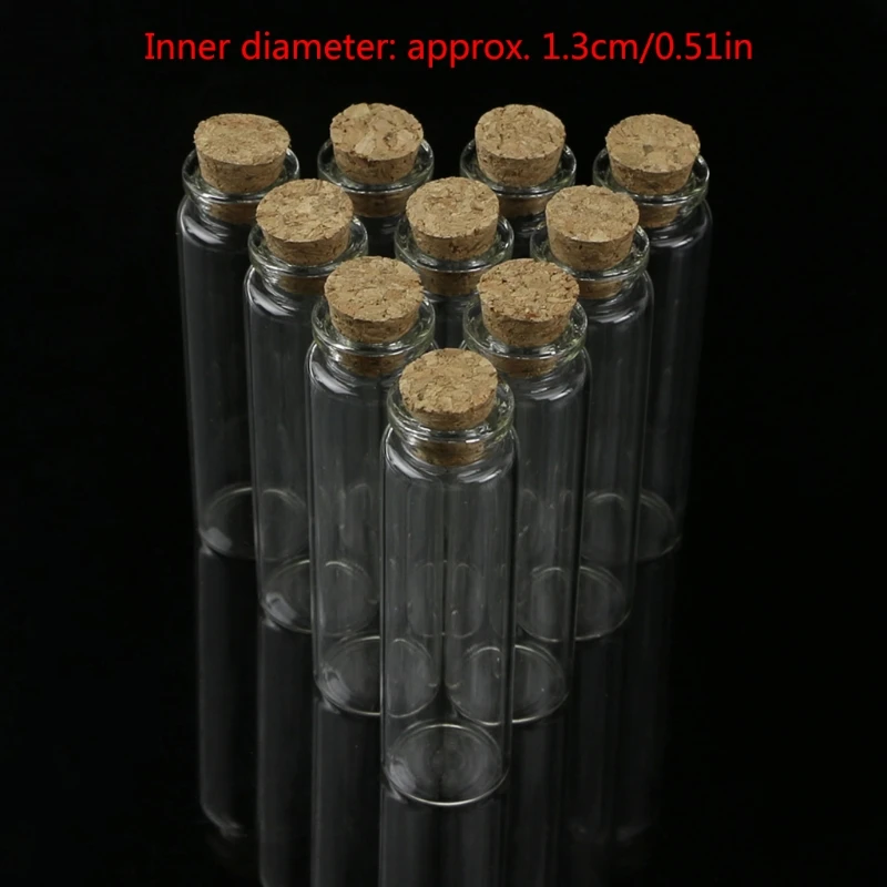 10 Pcs 20ml 22*80mm Empty Tiny Small Clear Cork Message Glass Bottles Vials Wholesale 6