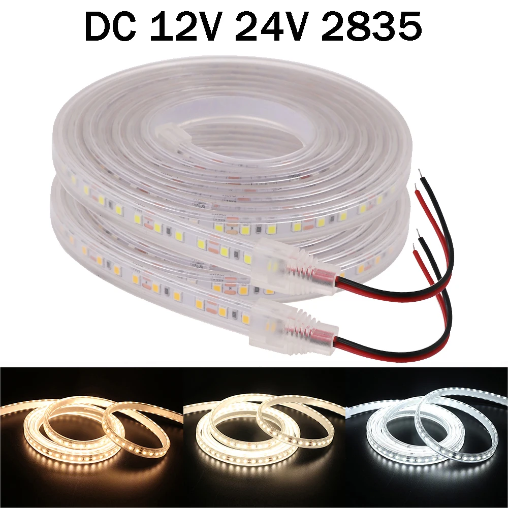 

IP67 Waterproof LED Strip Light 12V 24V 2835 120Leds/m Flexible LED Tape Ribbon Rope Light White/Warm White/Natural White 1-10m