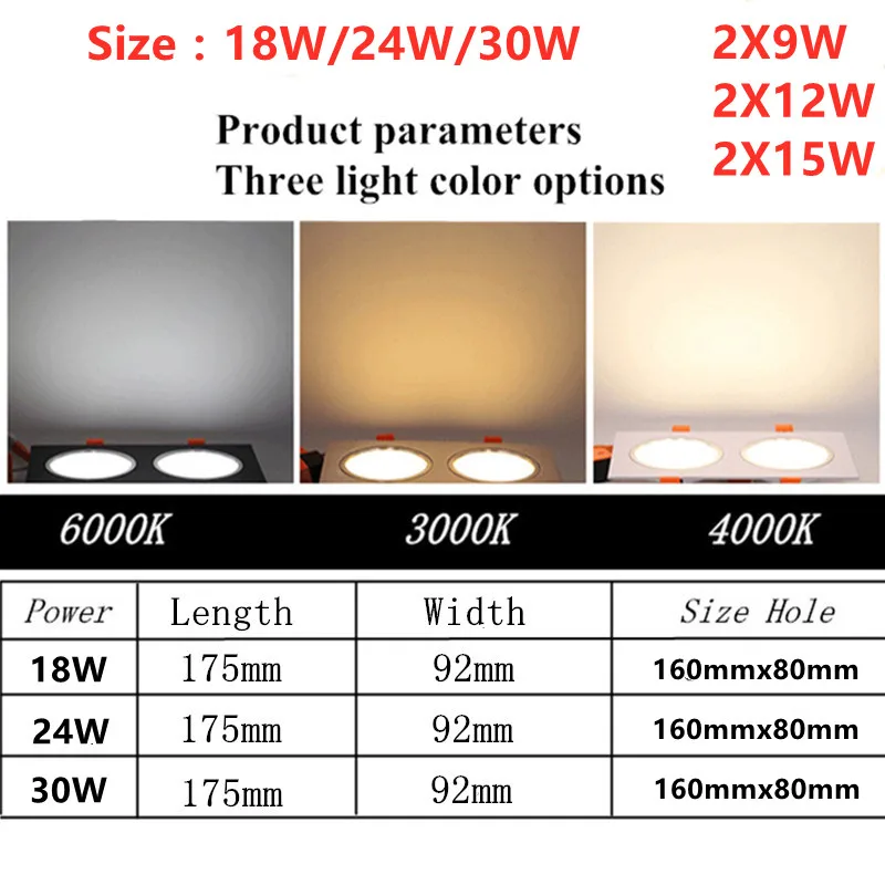 2024 ο Ÿ Ÿ ʹ LED ٿƮ,    ν  õ ƮƮ, AC90  260V  , 18W, 24W, 30W