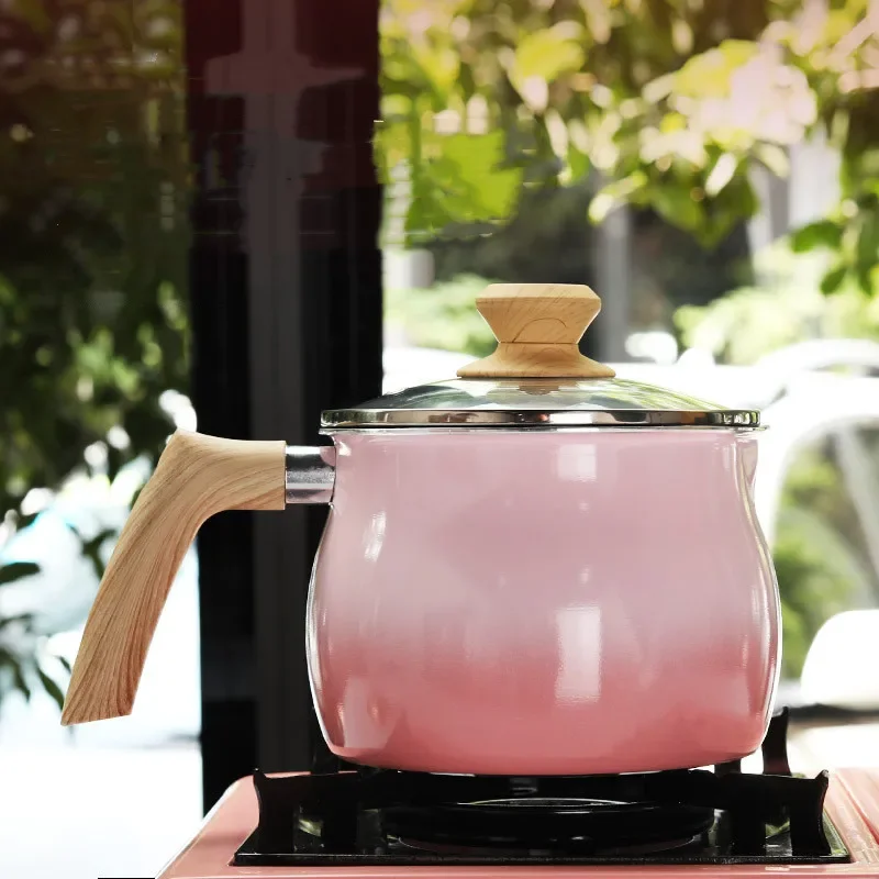 

Cookware Ramen Pot Non Stick for Cooking Stew Hotpot Kitchen Non-stick Instant Noodles Cookers Chafing Dish Pan Milk Coffee Pink